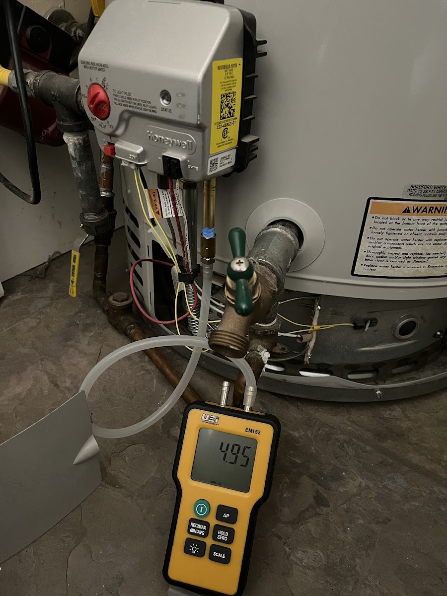 Gas water heater safety check with manometer
